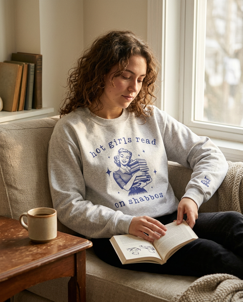 Hot Girls Read on Shabbos Crewneck Sweatshirt